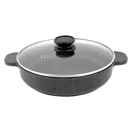 Жаровня литая 30см стеклянная крышка Антрацит Жаровня литая 30см стеклянная крышка Антрацит