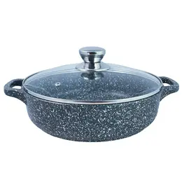 Жаровня литая 28см стеклянная крышка Мрамор Жаровня литая 28см стеклянная крышка Мрамор