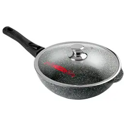 Сотейник литой 24см съемная ручка стеклянная крышка Гранит