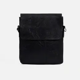 Сумка деловая на молнии, наружный карман, длинный ремень, цвет черный