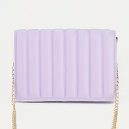 Сумка-мессенджер на клапане, длинный ремень, цвет сиреневый