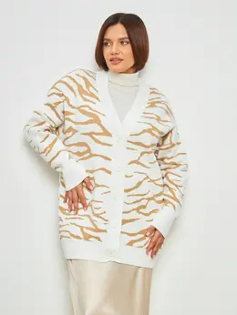 Кардиган вязаный удлинённый оверсайз на пуговицах Кардиган вязаный удлинённый оверсайз на пуговицах