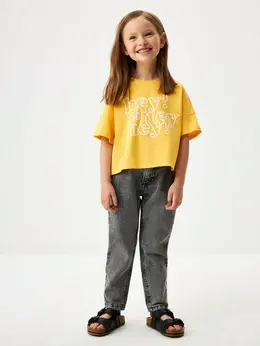 Джинсы Mom fit на резинке для девочек Джинсы Mom fit на резинке для девочек