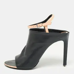 Balenciaga  Black Leather Ankle Strap Sandals Size 38