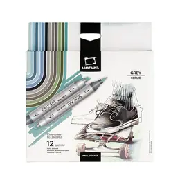 Набор маркеров спиртовых Малевичъ "GrafArt Brush" Серые 12 цветов Набор маркеров спиртовых Малевичъ "GrafArt Brush" Серые 12 цветов