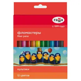 Набор фломастеров Гамма "Мультики" 12 цв., смываемые, картон. упак., европодвес Набор фломастеров Гамма "Мультики" 12 цв., смываемые, картон. упак., европодвес