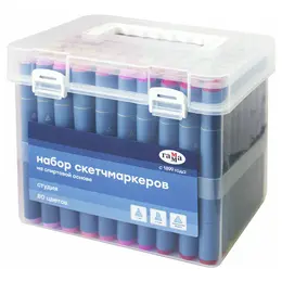 Набор двусторонних маркеров для скетчинга Гамма "Студия" 80 цв., основные цвета, пулевид./клиновид. Набор двусторонних маркеров для скетчинга Гамма "Студия" 80 цв., основные цвета, пулевид./клиновид.