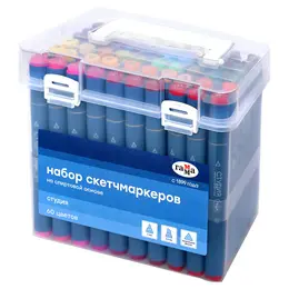 Набор двусторонних маркеров для скетчинга Гамма "Студия" 60 цв., основные цвета, пулевид./клиновид. Набор двусторонних маркеров для скетчинга Гамма "Студия" 60 цв., основные цвета, пулевид./клиновид.