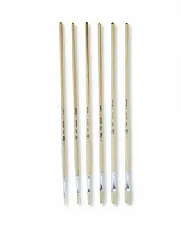 Кисть щетина №1 плоская, удлиненный ворс Гамма "Студия" длинная ручка