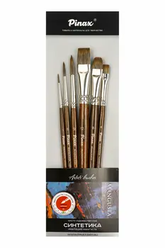 Набор кистей синтетика Pinax "Mangusta" 6 шт, ассорти, кор. ручка