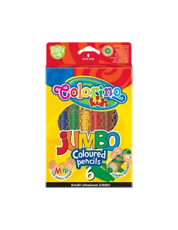 Набор карандашей цветных Colorino EXTRA JUMBO, 6 цв, с корпусом натурального дерева