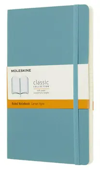 Записная книжка в линейку Moleskine "Classic Soft" Large, 130х210 мм 192 стр, обложка голубая