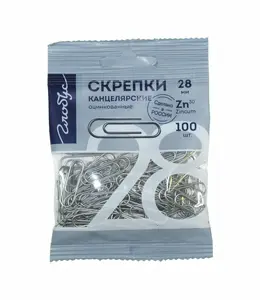 Скрепки Глобус 28 мм 100 шт. цинк Скрепки Глобус 28 мм 100 шт. цинк