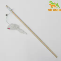 Дразнилка мышь на деревянной палочке, 36 см Дразнилка мышь на деревянной палочке, 36 см