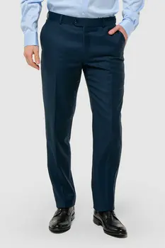Брюки классические темно-синие из шерсти, устойчивой к сминанию Брюки классические темно-синие из шерсти, устойчивой к сминанию