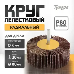 Круг лепестковый радиальный , 80×30×6 мм, р80