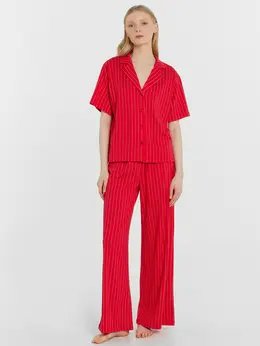 Комплект домашний женский красный в полоску