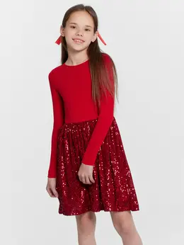 Нарядное платье для девочек красное с пайетками Нарядное платье для девочек красное с пайетками