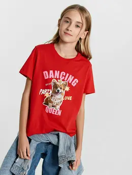 Футболка для девочек красная с надписью Футболка для девочек красная с надписью