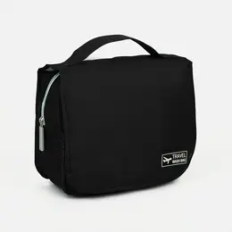 Косметичка-несессер дорожная на молнии, липучках, с крючком, черная