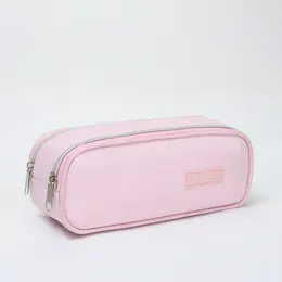 Косметичка - пенал на молнии с двумя отделами, розовая