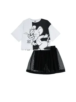 Комплект трикотажный фуфайка футболка юбка шорты