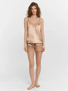 Комплект домашний женский бежевый с кружевом