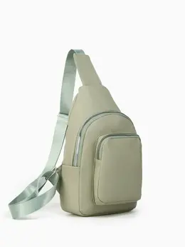Рюкзак-слинг через плечо с карманом, размер 18×5.5×29 см, зеленый Рюкзак-слинг через плечо с карманом, размер 18×5.5×29 см, зеленый