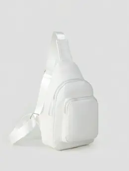 Рюкзак-слинг через плечо с карманом, размер 18×5.5×29 см, белый Рюкзак-слинг через плечо с карманом, размер 18×5.5×29 см, белый