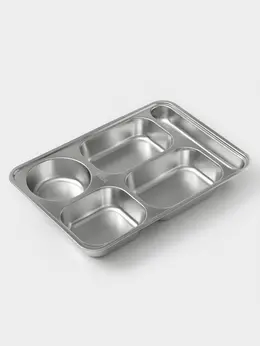 Поднос, 5 секций, 32×22×4 см, нержавеющая сталь, серебристый Поднос, 5 секций, 32×22×4 см, нержавеющая сталь, серебристый