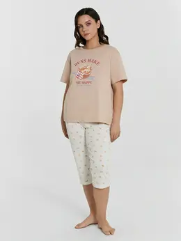 Комплект домашний женский: футболка и бриджи