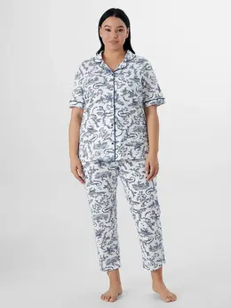 Комплект домашний женский белый с узором из хлопка