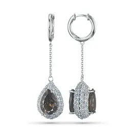 Серьги из белого золота с бриллиантами и раухтопазами э4026сг06240375