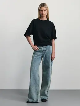 Джинсы wide leg с высокой посадкой Джинсы wide leg с высокой посадкой