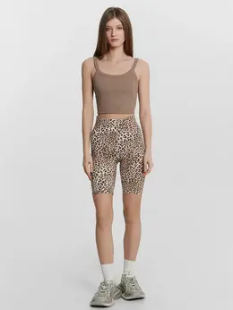 Шорты велосипедки женские бежевые спортивные с высокой посадкой