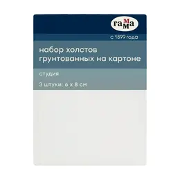 Набор холстов на картоне Гамма "Студия", 3 шт., 6*8 см, 100% хлопок, 280 г, мелкое зерно