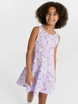 Платье для девочек сиреневое с принтом Платье для девочек сиреневое с принтом