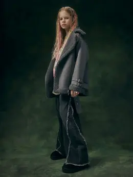 Джинсы Wide leg с бахромой для девочек
