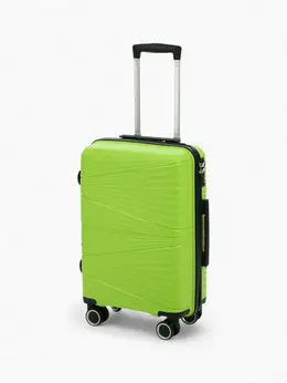Чемодан на колесах маленький 44 л (s), на молнии, кодовый замок, 4 колеса, зеленый