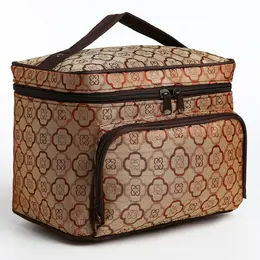 Косметичка на молнии, с зеркалом, с карманом, бежевая Косметичка на молнии, с зеркалом, с карманом, бежевая