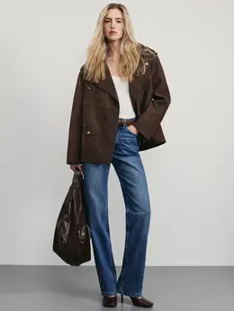 Куртка-косуха прямого силуэта из искусственной кожи