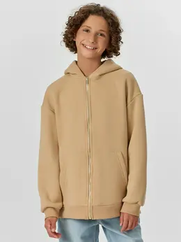 Толстовка для мальчиков бежевая на молнии Толстовка для мальчиков бежевая на молнии