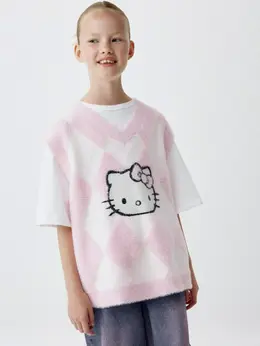 Жилет оверсайз с вышивкой Hello Kitty для девочек Жилет оверсайз с вышивкой Hello Kitty для девочек
