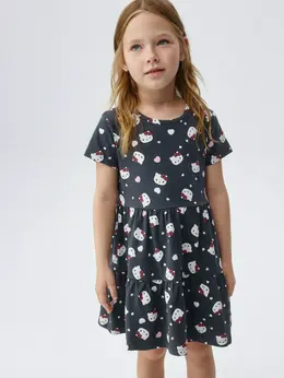 Трикотажное платье с принтом Hello Kitty для девочек