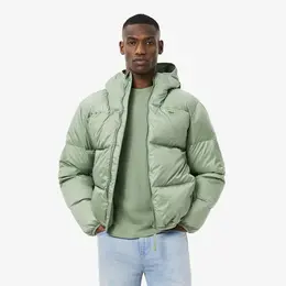 Мужской короткий влагоотталкивающий и ветроустойчивый пуховик Lacoste с капюшоном