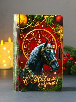Новогодняя деревянная шкатулка-книга