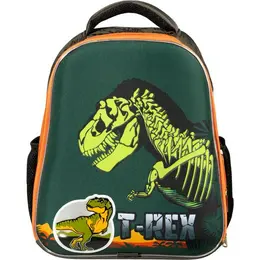 Ранец Комус Класс (№1 School) Basic T-Rex зеленый анатомический неоновая подсветка корпуса на пульте д/у с двумя отделениями