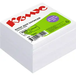 Блок для записей Комус 90x90x50 мм белый (плотность 100 г/кв.м) Блок для записей Комус 90x90x50 мм белый (плотность 100 г/кв.м)