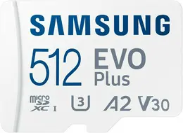 Карта памяти Samsung 512 Гб EVO Plus CL10 с адаптером белый