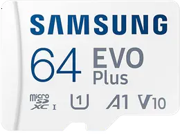 Карта памяти Samsung MicroSDXC 64Гб EVO Plus CL10 с адаптером белый